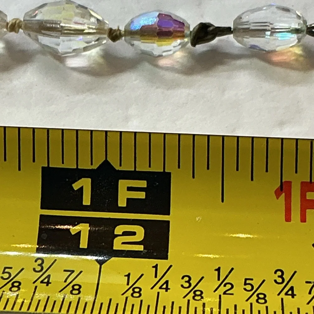 Vintage Laguna Aurora Borealis Crystal Bead Necklace Faceted AB Glass Graduated